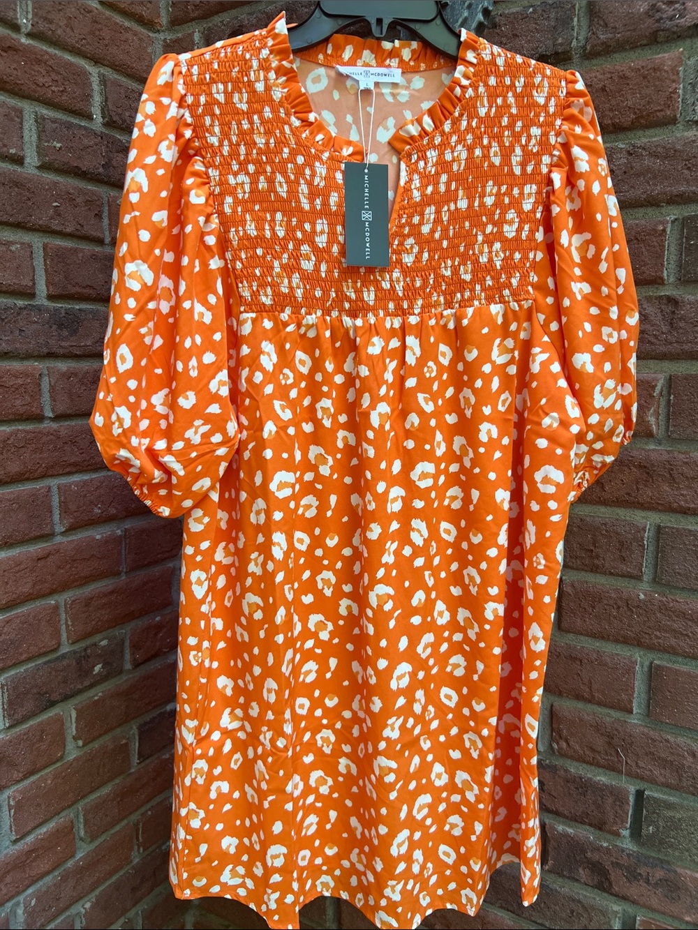 NEW MICHELLE MCDOWELL amelia party animal dress orange Clemson Gameday Large